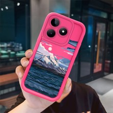 Ucuc Realme C51/C53 Uyumlu Pembe Kırmızı Silikon Kılıf Darbeye Dayanıklı Kamera Koruma