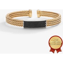 Meks Jewels Mikron Altın Kaplama 925 Ayar Gümüş Italyan Argento Milano Kelepçe Bileklik