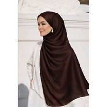 Olcay Saten Dokulu Janjanlı Abiye Şal KAHVE 102