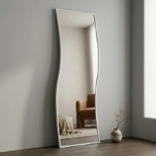 Aypars Atölye Modern Dalgalı Boy Aynası 40X120 cm – Organik Formlu Beyaz Minimalist Dekoratif Duvar Aynası 2026 Trend