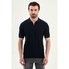 MCR Düz Slim Fit Polo Yaka Fermuarlı Erkek Triko T-Shirt