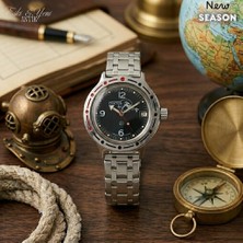 Eski Yeni Antik Vostok Amphibia Scuba Dude Otomatik Mekanik Siyah Kadran Erkek Kol Saati - 420059