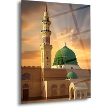 Shiny Art Yeşil Kubbe Mescid-I Nebevi Cam Tablo - ISL244