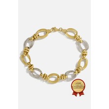 Meks Jewels Mikron Altın Kaplama 925 Ayar Gümüş Fiyonk Bileklik