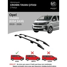 Turtle Opel Vivaro Kısa Şasi (L1) (Panelvan) 2019-2026 Crown Tavan Çıtası-Siyah (Kısa Şasi)