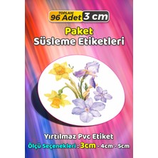 Sb Store Çiçek Temalı Ambalaj Hediye Paket Süsleme Etiketi Model 371 - 96 Adet 3cm