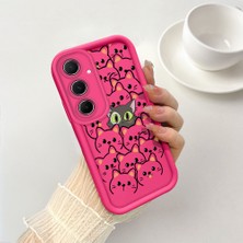 Ucuc Samsung Galaxy A55 Uyumlu Pembe Kırmızı Silikon Kılıf Darbeye Dayanıklı Kamera Koruma