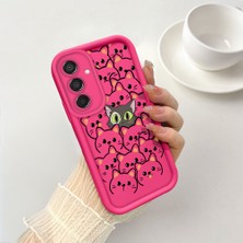 Ucuc Samsung Galaxy M15 Uyumlu Pembe Kırmızı Silikon Kılıf Darbeye Dayanıklı Kamera Koruma