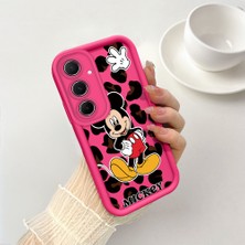 Ucuc Samsung Galaxy A55 Uyumlu Pembe Kırmızı Silikon Kılıf Darbeye Dayanıklı Kamera Koruma