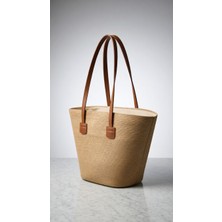 Mollycrush Kadın Yazlık Hasır Omuz Çantası - Deri Detaylı Şık Plaj ve Şehir Tasarımı