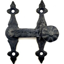 Pileli Store Antika Tarz Dekoratif Pirinç Kapı, Pencere Mandalı - 82X65 Mm, Oksit