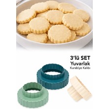 Meleni Home 3'lü Yuvarlak Kurabiye Kalıbı - Çift Taraflı 6 Boy Tırtıklı Hamur Kesici Şekillendirici