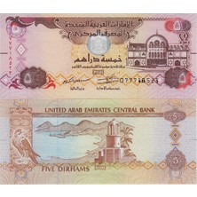 Banknoting Birleşik Arap Emirlikleri 5 Dirhem 2017 Eski Emisyon. Çil.