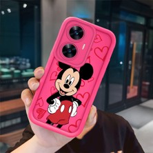 Ucuc Realme C55 Uyumlu Pembe Kırmızı Silikon Kılıf Darbeye Dayanıklı Kamera Koruma