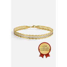 Meks Jewels Mikron Altın Kaplama 925 Ayar Gümüş Grek Bileklik