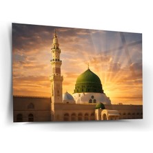 Shiny Art Gün Doğumunda Mescid-I Nebevi Cam Tablo - ISL252