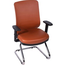 Ofisbazaar Up Deri Misafir Koltuğu | Ergonomik Toplantı ve Bekleme Koltuğu MARTIN09 Kahverengi Deri