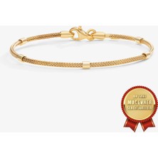 Meks Jewels Mikron Altın Kaplama 925 Ayar Gümüş Italyan Argento Milano Hasır Bilezik