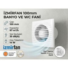 VentEurope Easy 100 Bd Kapaklı Banyo Wc Aspiratör Fanı 10 cm Sessiz Havalandırma Fanı 100 mm