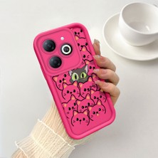 Ucuc Infinix Smart 8/8 Pro Uyumlu Pembe Kırmızı Silikon Kılıf Darbeye Dayanıklı Kamera Koruma