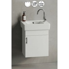 Özceden Lale 50X25 cm Beyaz Mdf Seramik Lavabolu Asma Banyo Alt Dolabı