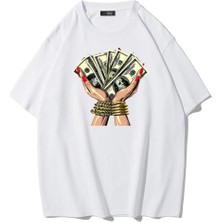Brz Collection Unisex Oversize Money T-Shirt (Beyaz)