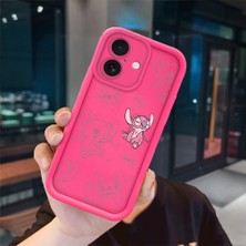 Ucuc iPhone 16 Uyumlu Pembe Kırmızı Silikon Kılıf Darbeye Dayanıklı Kamera Koruma