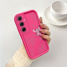 Ucuc Samsung Galaxy A55 Uyumlu Pembe Kırmızı Silikon Kılıf Darbeye Dayanıklı Kamera Koruma