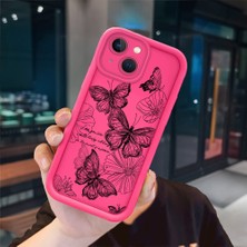 Ucuc iPhone 15 Uyumlu Pembe Kırmızı Silikon Kılıf Darbeye Dayanıklı Kamera Koruma