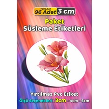 Sb Store Çiçek Temalı Ambalaj Hediye Paket Süsleme Etiketi Model 372 - 96 Adet 3cm