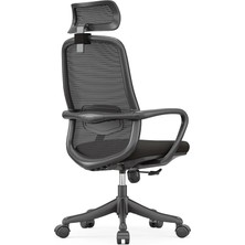 Ofisbazaar Rose Manager Ergonomik Fileli Yönetici Koltuğu | Ergonomik Başlıklı Ofis Koltuğu Siyah