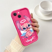 Ucuc iPhone 15 Plus Uyumlu Pembe Kırmızı Silikon Kılıf Darbeye Dayanıklı Kamera Koruma