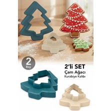 Meleni Home 2'li Çam Ağacı Kurabiye Kalıbı - Çift Taraflı 4 Boy Şekilli Hamur Kesici Şekillendirici