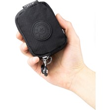 İmaks Mini Boy Krinkıl / Klinkır Kumaş 3 Fermuar Bileklik Askı Bozuk Para Cüzdan Makyaj Çanta Siyah 1415A
