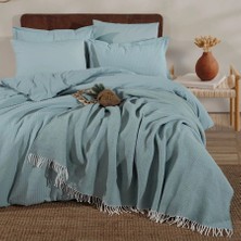 Clasy %100 Pamuk Çift Kişilik Battaniyeli Nevresim Takımı Eveya V4 Mint