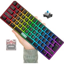 vooka Trol Red Switch Mini Rgb Oyun Klavyesi Gaming Mekanik 62 Tuşlu 18 Rgb LED USB Type-C Kablo