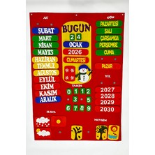 Interaktif Takvim Keçe Pano, Etkileşimli Yıl/ay/mevsim/gün TAKVIMI,100×70 cm