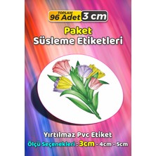 Sb Store Çiçek Temalı Ambalaj Hediye Paket Süsleme Etiketi Model 381 - 96 Adet 3cm