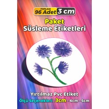 Sb Store Çiçek Temalı Ambalaj Hediye Paket Süsleme Etiketi Model 383 - 96 Adet 3cm