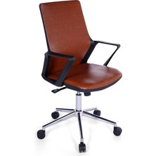 Ofisbazaar Lizz Kahverengi Deri Çalışma Koltuğu | Ergonomik Şef ve Toplantı Koltuğu Kahverengi