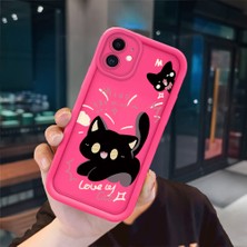 Ucuc iPhone 12 Uyumlu Pembe Kırmızı Silikon Kılıf Darbeye Dayanıklı Kamera Koruma