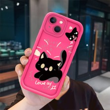 Ucuc iPhone 15 Plus Uyumlu Pembe Kırmızı Silikon Kılıf Darbeye Dayanıklı Kamera Koruma