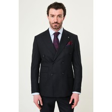 MCR Çizgili Slim Fit Geniş Yaka Kruvaze Erkek Takım Elbise