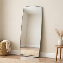 Aypars Atölye Modern Gri Banyo Aynası 40X120 cm – Asimetrik Minimalist Dekoratif Duvar Aynası