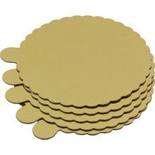 Hit Dükkan 5 Adet Kulplu Sarı Yuvarlak Kalın Ekstra Dayanıklı Karton Pasta Altlığı 15 cm