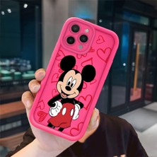 Ucuc iPhone 14 Pro Max Uyumlu Pembe Kırmızı Silikon Kılıf Darbeye Dayanıklı Kamera Koruma