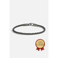 Meks Jewels 925 Ayar Gümüş Kazaz El Işi Siyah Oksitli Halat Erkek Bileklik