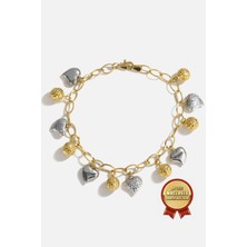 Meks Jewels Mikron Altın Kaplama 925 Ayar Gümüş Şans Bilekliği