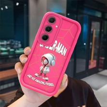 Ucuc Samsung Galaxy A55 Uyumlu Pembe Kırmızı Silikon Kılıf Darbeye Dayanıklı Kamera Koruma