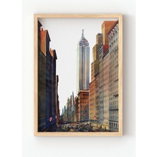 Viela Home Ahşap Çerçeveli New York Şehir Manzarası Tablosu – Empire State Building Temalı Duvar Dekoru 🏙️🇺🇸
